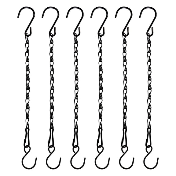 YAMB 6 Pack 11.4 Inch Black Metal Hanging Chains, Anti-Rust Iron Plant Hanger with S Hooks, Adjustable Length Heavy Duty Flower Pot Hanging Strap for Outdoor Bird Feeder Wind Chime Decor
