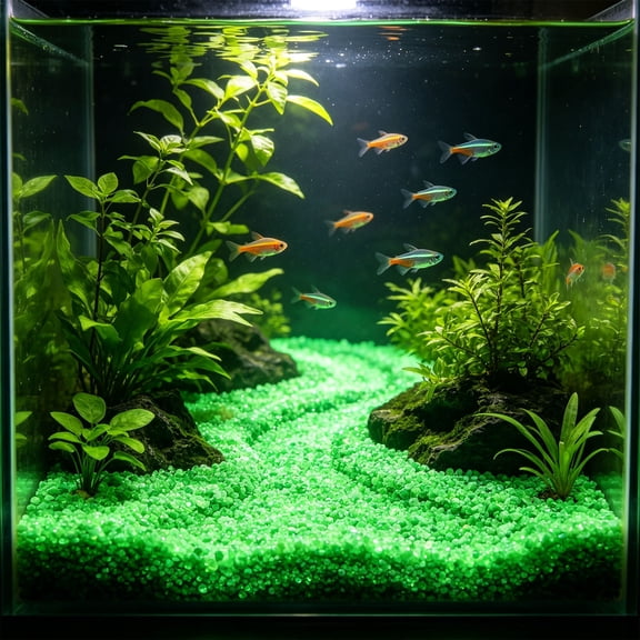 YAMB 9x13mm Glow In The Dark Rhombus Pebbles, 100Pcs Multicolor Fluorescent Luminous Stones, Soft Glow No Heat Aquarium Substrate for Fish Tank Landscape Garden Yard Decoration, Army Green