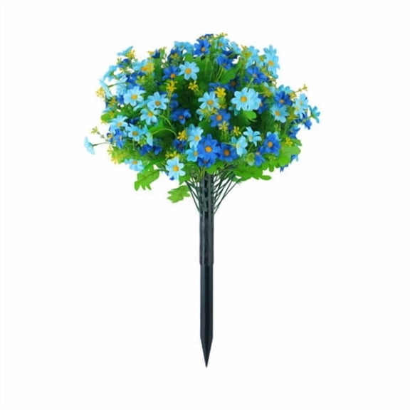 YAMB Artificial Daisy Ground Stake, 22.44 Inch Simulated Blue Green Faux Flowers Plants, UV Resistant No Maintenance Fake Floral for Garden Yard Path Cemetery Outdoor Landscape Decoration