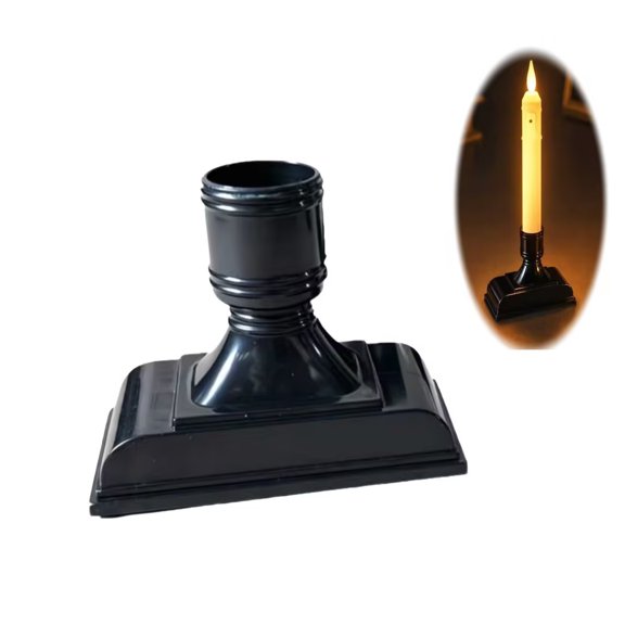 YAMB Black Rectangular Candlestick Base, Vintage Matte High Temp Resistant Taper Candle Holder with Wax Catching Tray, Gothic Spooky Halloween Table Windowsill Mantel Party Decor, 1 Pcs