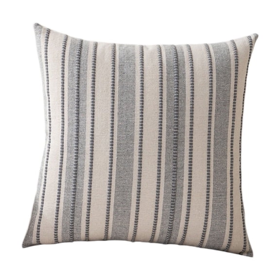 YAMB Boho Striped Pillow, 18x18 Inch Rustic Farmhouse Neutral Decorative Soft Throw Pillow with Hidden Zipper, Classic Vintage Square Cushion for Couch Bedroom Living Room Home Decor