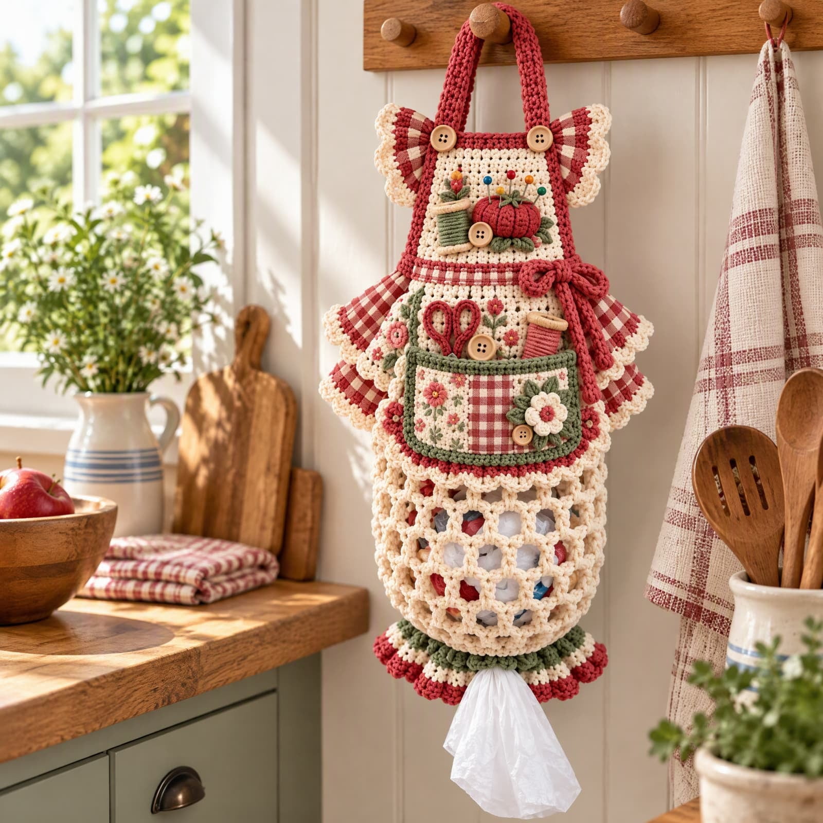 YAMB Crochet Sewing Basket Bag Holder Kit, Space Saving Hanging Mesh ...