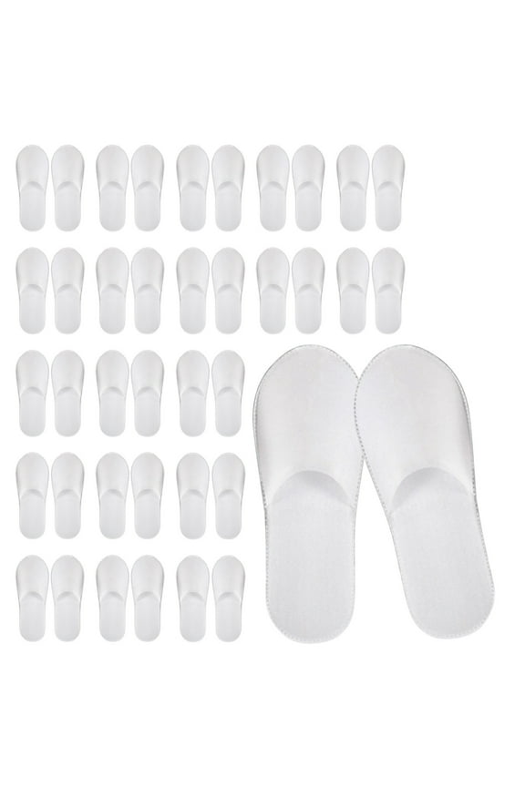 Disposable House Slippers for Guests,20 Pairs Hotel Slippers with Anti Slip Sole,White Closed Toe,Bulk Slipper Pack for Hotel,Spa,Travel,Home Party,Average Size,For Men and Women