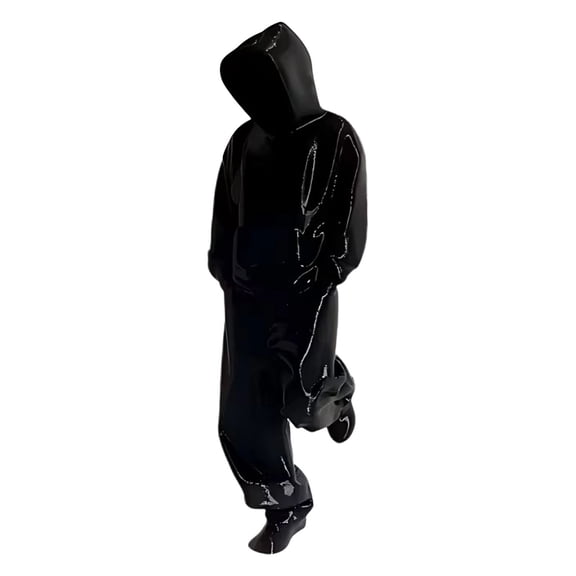 YAMB Faceless Thinker Statue, Abstract Thinker Statue, Black White Abstract Hooded Man Faceless Sculpture, Modern Minimalist Desktop Home Decor, Art Ornament for Desk Living Room and Study
