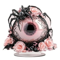 YAMB Gothic Halloween Acrylic Decorations - Pink & Black Witch Eyeball Tabletop Decor Centerpieces Spooky Gothic Art Ornament for Home Party Display,Unique Holiday Gift,Spider Eyeball