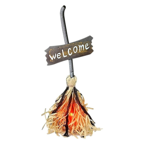 YAMB Halloween Animatronics Witch Broom Decorations - Animated Light up Moving Broomstick with Spooky Sounds for Halloween Party Gift,Magical Haunted Dancing Moving Broomstick for Home Decor