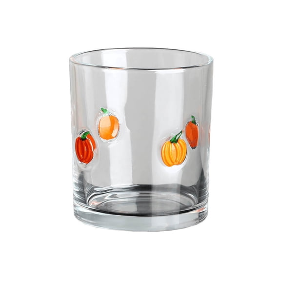 YAMB Halloween Embossed Ghost Glass Cup, Clear Stemmed Glass Mug with Pumpkin Relief Patterns, Easy Clean Reusable Spooky Heat Resistant Cup for Party Holiday Decor & Home Daily Use