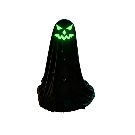 YAMB Halloween Glow In The Dark Ghost Ornament, Cute Facial Luminous Ghost Hanging Decor, Auto On/Off Spooky Gothic Style Decor for Party Garden Balcony Window Sill Layout, 25.59 Inch