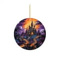 thumbnail image 1 of YAMB Halloween Hanging Ornaments - Haunted House & Spooky Pumpkin Halloween Tree Decorations with Ropes,Stained Gothic Acrylic Round Sign Fall Winter Holiday Vintage Halloween Decoration,3", 1 of 7
