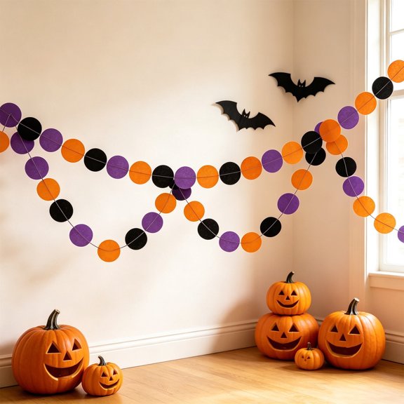 YAMB Halloween Hanging Party Decor Set Multicolor Long Strips Paper Printed Pattern Spooky Indoor Home Ceiling Decor 98.43 Inch