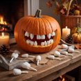 thumbnail image 1 of YAMB Halloween Pumpkin Teeth Decor Kit, Mini Fangs Flat Teeth, Reusable Pin-In Design for Pumpkin Carving, 1.6 Inch, 1 of 7