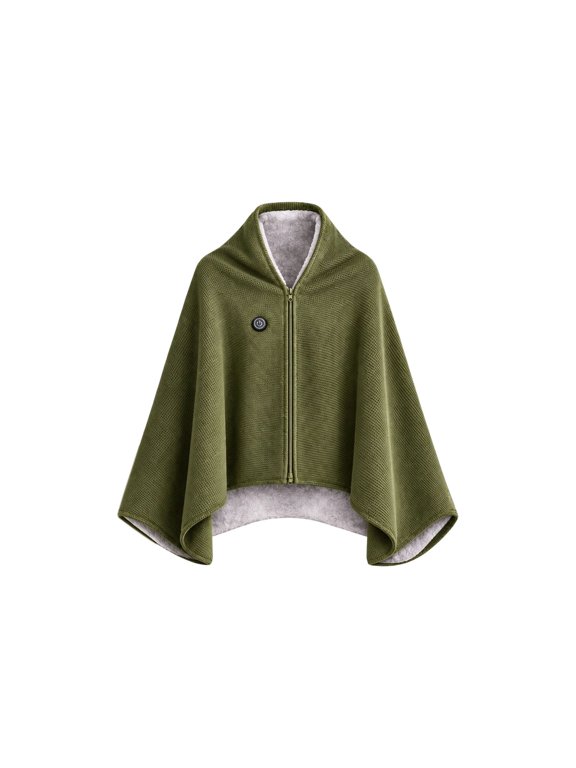 Heated Shawl Wrap for Women, Portable USB Wearable Heated Blanket Cape with 3 Heat Settings & Fast Heating, Zip Front Warm Shawl for Home Office Outdoor Winter Use, Shanzhi Green