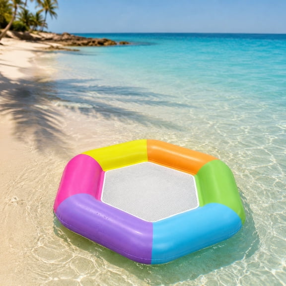 YAMB Hexagonal Inflatable Water Floating Sofa, Comfortable Blow Up Pool Bed with Headrest, Portable Durable Floating Couch for Adults Beach Swimming Pool and Water Party Entertainment