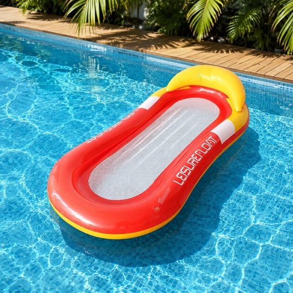 YAMB Inflatable Water Floating Sofa, Comfortable Blow Up Pool Bed with Headrest, Portable Durable Floating Couch for Adults Beach Swimming Pool and Water Party Entertainment