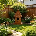 thumbnail image 1 of YAMB Leaf Roof Hanging Birdhouse Bird Feeder, Waterproof Outdoor Bird Shelter with Hanging Rope, Easy-fill & Wash Bird Food Container for Garden Patio Backyard Bird Watching, 3.9×12.2 Inch, 1 of 9