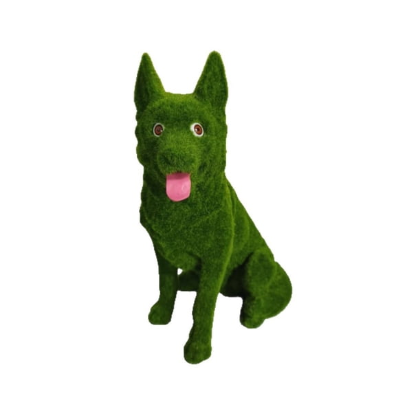 YAMB Moss Flocked Dog Figurines, Faux Green Covered Garden Animal Statue, Handcrafted Resin Simulation Flocking sculpture for Patio Yard Lawn Decor, Creative Housewarming Gift for Dog Lovers