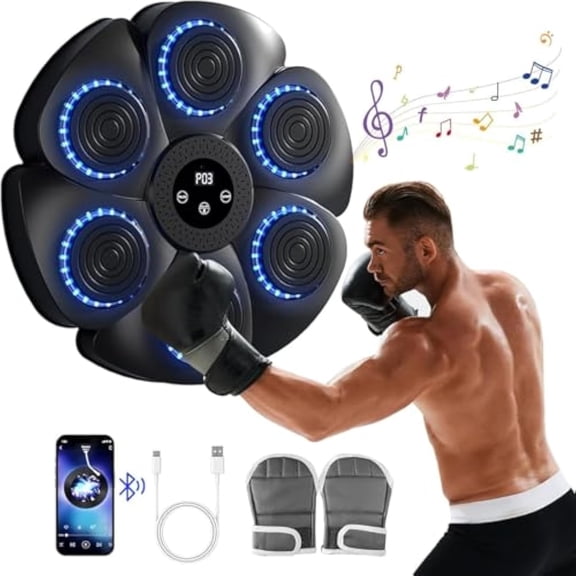 YAMB Music Boxing Machine for Home - Wall Mounted Punching Trainer with Immersive Sound,Easy Install,Wide Target for Cardio Workout,Smart Bluetooth Rechargeable Musical Boxing Machine