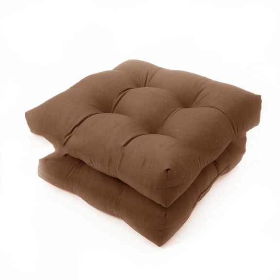 YAMB Outdoor Tufted Wicker Cushions, Low Backrest Ultra Thick Waterproof Cushion with Ties, Fade-Resistant, All Weather Adjustable Replacement Pad, Suitable for Outdoor Furniture,2Pcs, Coffee