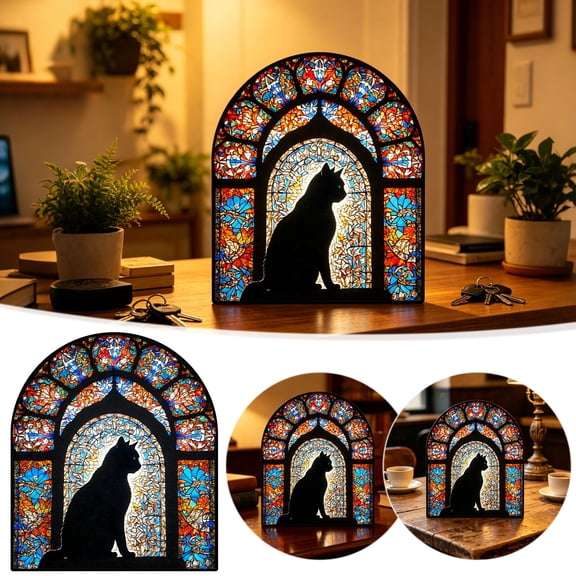 YAMB Palace Cat Irregular Wooden Puzzle, Unique Shape Jigsaw Artistic Stress Relief Assembly Tool, Silhouette Contour Design Brain Teaser Intellectual Game for Creative Home Decoration