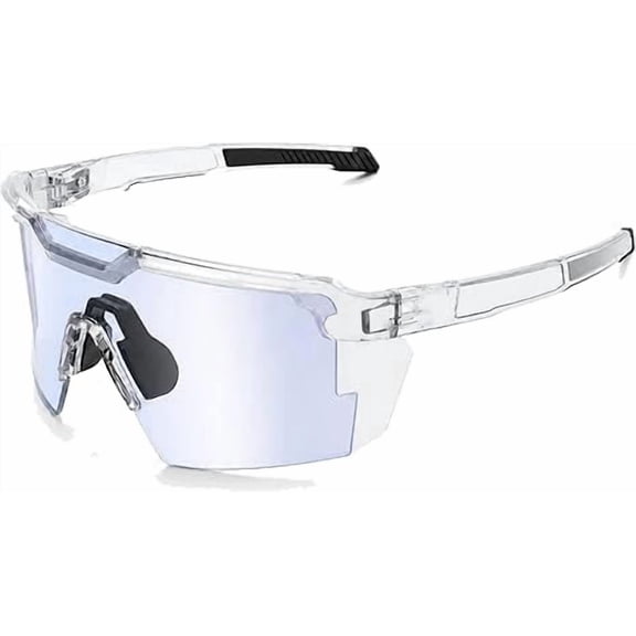YAMB Photochromic Polarized Safety Glasses, Impact Resistant PC Lens Transition Sunglasses for Sports & Work, Anti Glare Outdoor Eyewear with Flexible Frame for Driving Cycling Sports, Blue