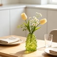 thumbnail image 1 of YAMB Pinecone Shaped Embossed Glass Vase, 5.5" Conical Transparent Decorative Flower Vase, Fall Farmhouse Floral Accessory for Home Mantel Table Office Shelf Decor, Yellow, 1 of 7