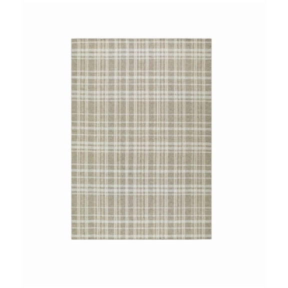 YAMB Plaid Outdoor Area Rug, 15.7" x 23.6" Beige Tan Plaid Checkered Waterproof Carpet, Non-Slip Weatherproof Durable Floor Mat for Indoor Outdoor Home Office Garden Yard, Warm Home Decor
