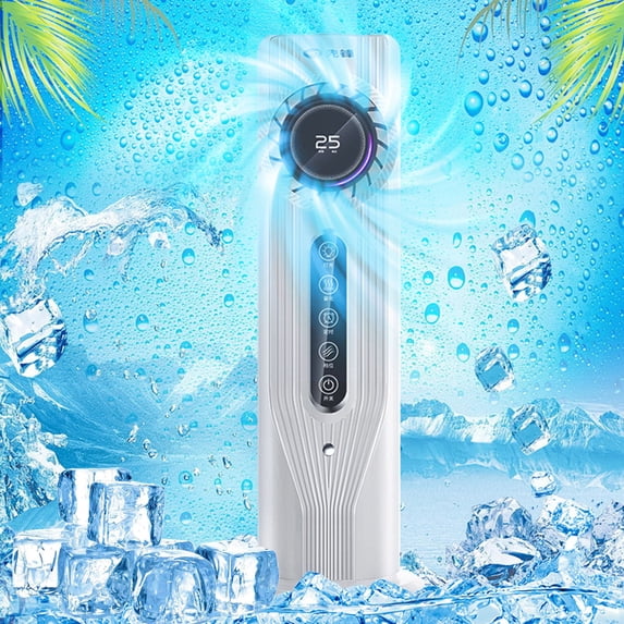 YAMB Portable Evaporative Cooling Fan, USB Powered 6 Wind Speeds Timer Desktop Chiller with Fine Mist Humidifier & Display Screen, Low Noise Air Cooler with Water Tank for Office Bedroom Use