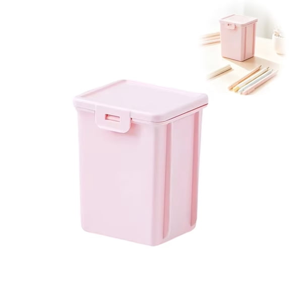 YAMB Rectangular Storage Box with Lid, Portable Macaron Color Lidded Desktop Small Organizer Container, Stackable Stationery Bin with Dustproof Cover for Pens Crafts Mini Desk Supplies, 4.5"