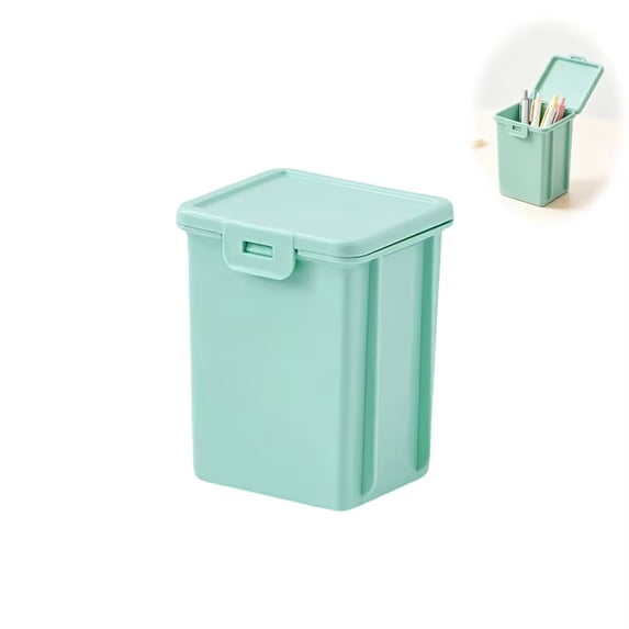 YAMB Rectangular Storage Box with Lid, Portable Macaron Color Lidded Desktop Small Organizer Container, Stackable Stationery Bin with Dustproof Cover for Pens Crafts Mini Desk Supplies, 4.5"