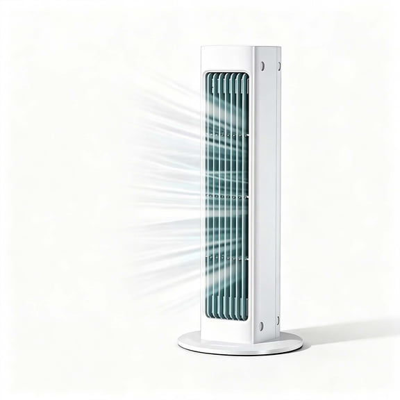 YAMB Remote Control Tower Air Cooling Fan, USB Rechargeable Portable Desktop Cooler Fan, 3-Speed Adjustable Compact Body Quiet Blower for Home Bedroom Office Indoor Daily Use, White