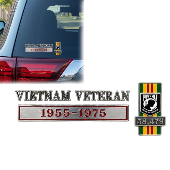 YAMB Vietnam Commemorative Car Badge, Veteran Patriotic Metal Car Emblem with Raised Chrome Lettering, Rust Scratch Resistant Self-Adhesive No Drill Vehicle Decal for Car Truck Motorcycle