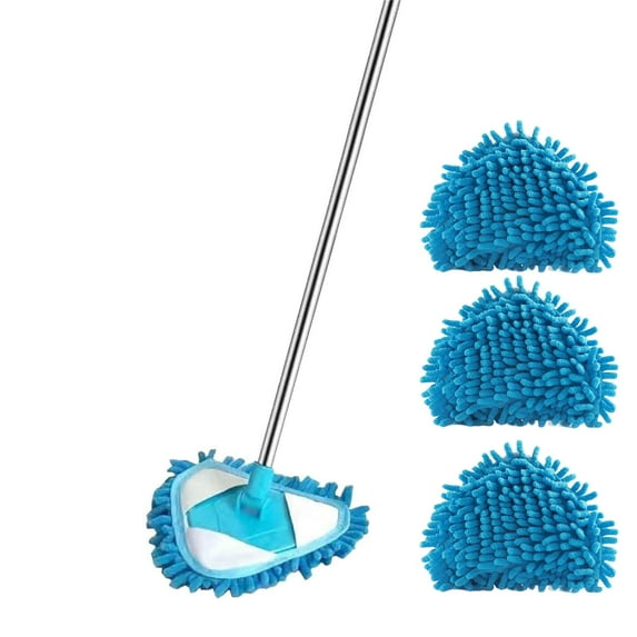 YAMB Wall Cleaner Mop with Long Handle,Microfiber 180° Rotatable Adjustable Triangle Mop with 2 Replacement Pads,Wet and Dry Cleaning Mop with Extendable Long Handle for Walls & Floors