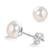thumbnail image 1 of YAMI 6-6.5mm Freshwater Cultured White Pearl Stud Earrings, 925 Sterling Silver Gift for Women, 1 of 11