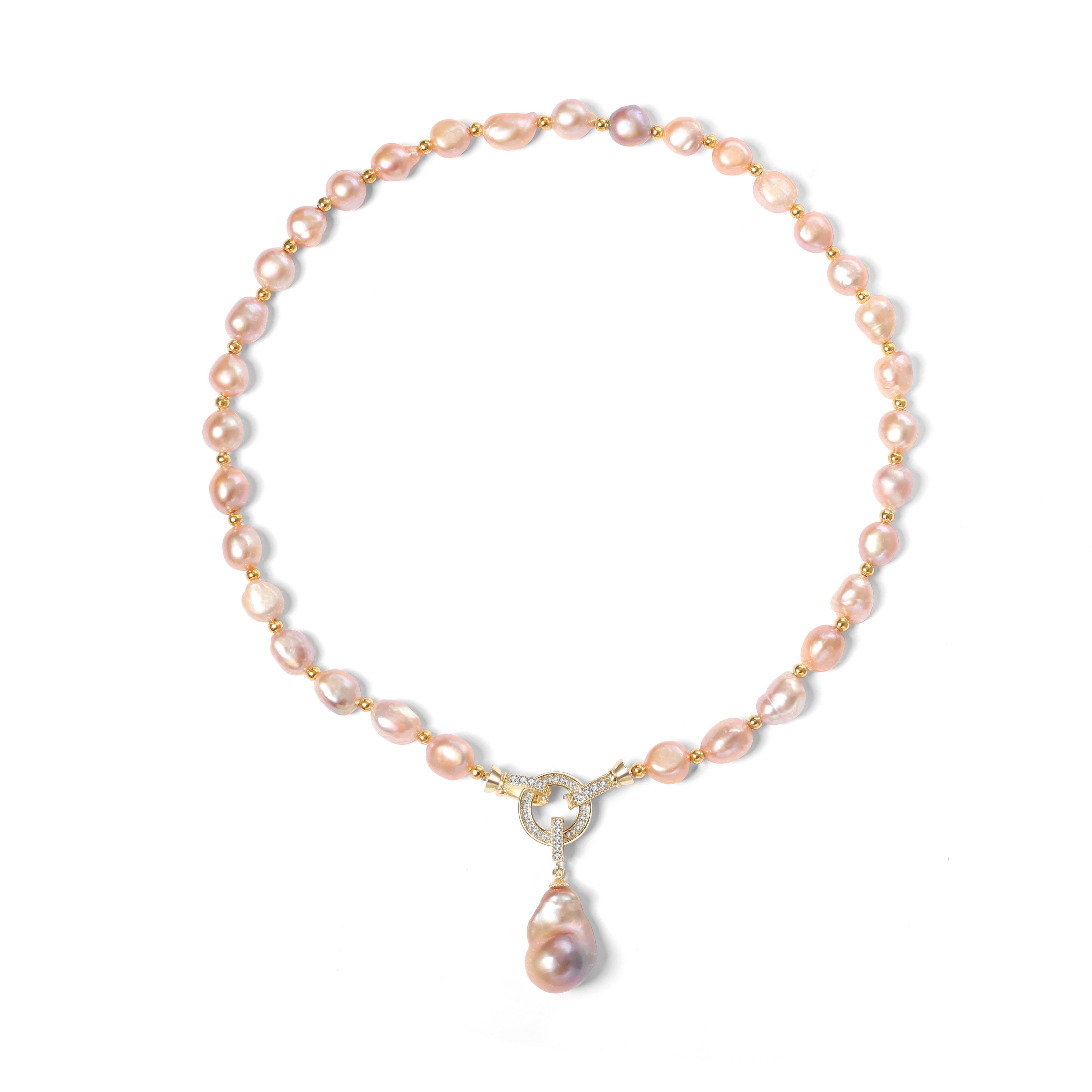YAMI Jewelry YAMI Purple Large Baroque Freshwater Pearl Necklace 8-9mm with 12-15mm Pearl Drop Pendant 925 Sterling Silver 18 Inch Gift for Women