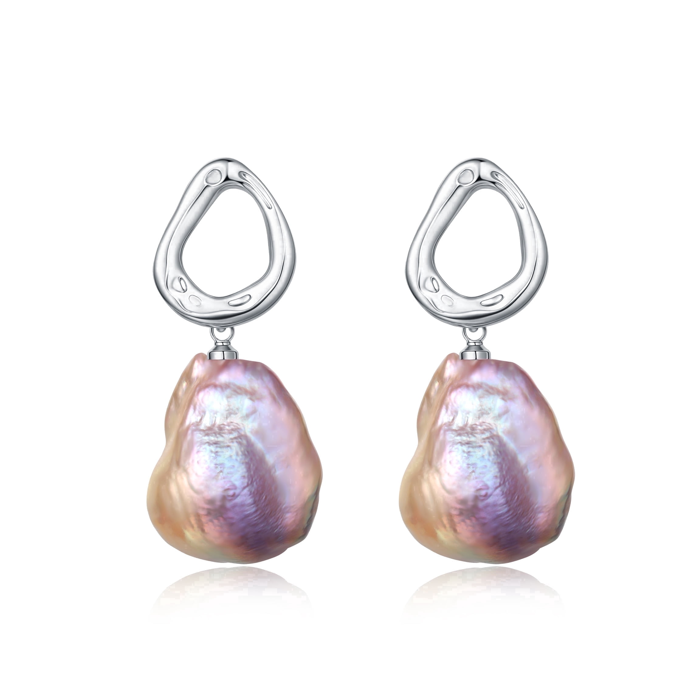 YAMI 9-10mm Baroque Freshwater Black Pearl Dangle Earrings, 925 Sterling Silver Jewelry Gift