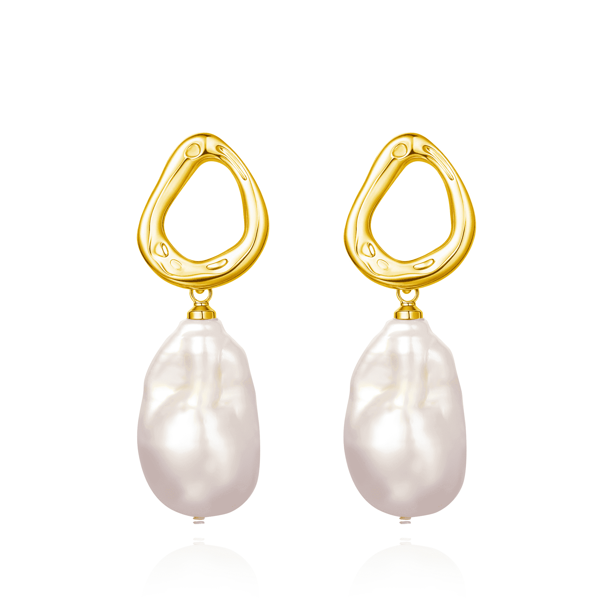 YAMI 9-10mm Baroque Freshwater White Pearl Drop Earrings for Women, 925 Sterling Silver Cultured Pearl Dangle Earrings Elegant Mother 's Day Jewelry Gift