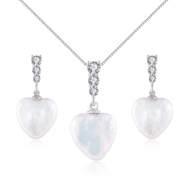 Natural 9-10mm White Freshwater Pearl Jewelry Set – Necklace, Bracelet, Earrings