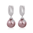 thumbnail image 1 of YAMI 9-10mm Purple Baroque Pearl Earrings 925 Sterling Silver Dangle Valentine's Day Jewelry Gift for Women, 1 of 8