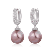 YAMI 9-10mm Purple Baroque Pearl Earrings 925 Sterling Silver Dangle Valentines Day Jewelry Gift for Women