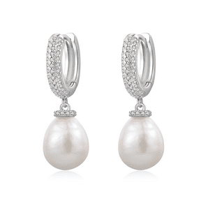 YAMI 9-10mm White Baroque Pearl Earrings 925 Sterling Silver Dangle Mother's Day Jewelry Gift for Women