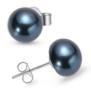 YAMI 6-6.5mm Saltwater Cultured Black Pearl Stud Earrings with 925 Sterling Silver Timeless Elegance Gifts for Women