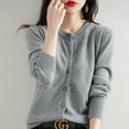thumbnail image 1 of YAMXUN Women Cardigan O-Neck Sweater Spring Autumn Winter Female Long Sleeve Wool Knitted Solid Soft, 1 of 6