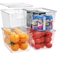 thumbnail image 1 of YAN & HIN 4 pcs/set Large Clear Storage Bins with Lids - Stackable, Transparent Pantry Storage with Handles - Nest Nicely for Clutter Organizer (11 "L x 7.5" W x 6.1 "H), 1 of 7
