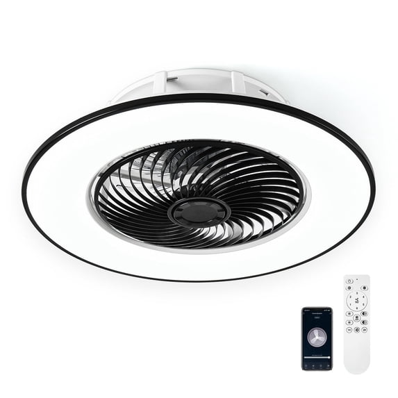 YANASO Ceiling Fan with Light,8 Enclosed Blades, App&Remote Control,6-Speed,Reversible,Black