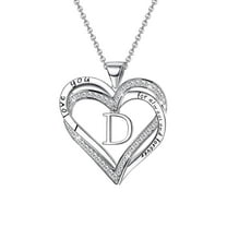 YANCAT Heart Initial Necklace for Women, Silver Dainty Letter Pendant Necklaces, Personalized Initial Charm Alphabet Jewelry Valentines Mother's Day Anniversary Christmas Birthday Gift（D）