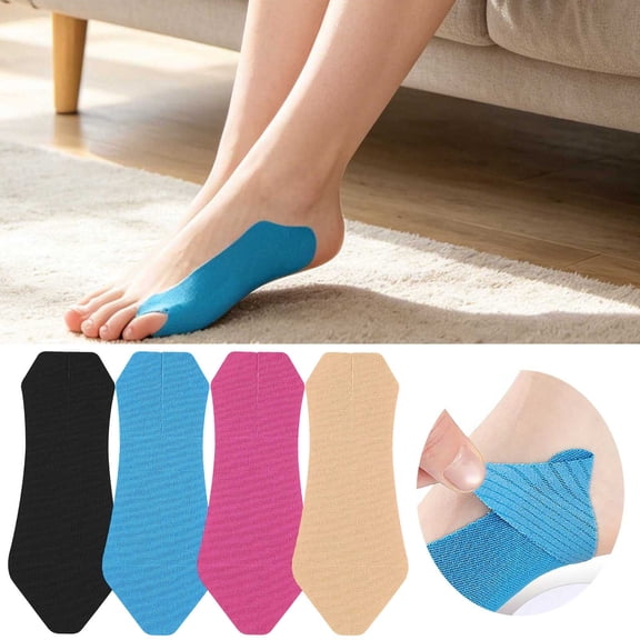 YANDE - 10 Pack Toe Support Tape 6.34" Length, Latex-Free Adhesive Foot Strips, Elastic Breathable Toe Protection Bandages for Sports & Daily Relief (Beige)