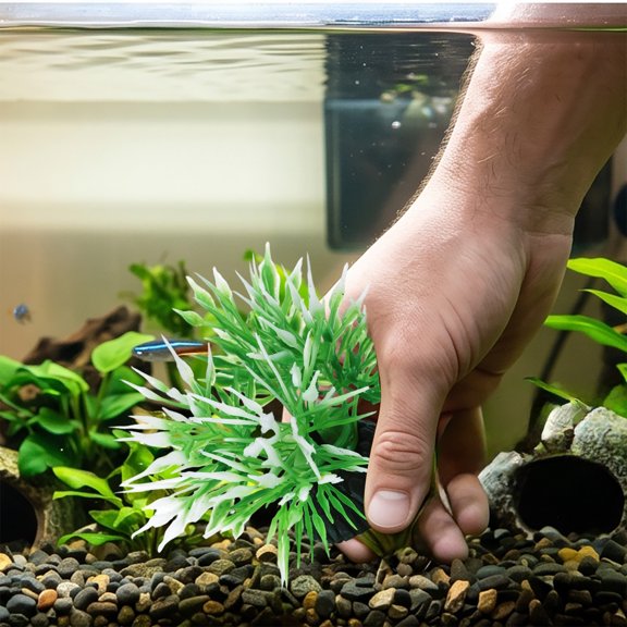 YANDE - 10pcs Small Aquarium Grass Decor, Weighted Resin Base Artificial Water , Safe Aquarium Accessories for Betta Fish Tank Underwater Scene Layout (E)