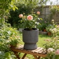 thumbnail image 1 of YANDE-14.4in Tall Planters â Self Watering Pots with Drainage & Water Level Indicator, Outdoor Planters for Porch, Indoor Planters forLiving Room, Home Office, Patio (Dark Gray), 1 of 4