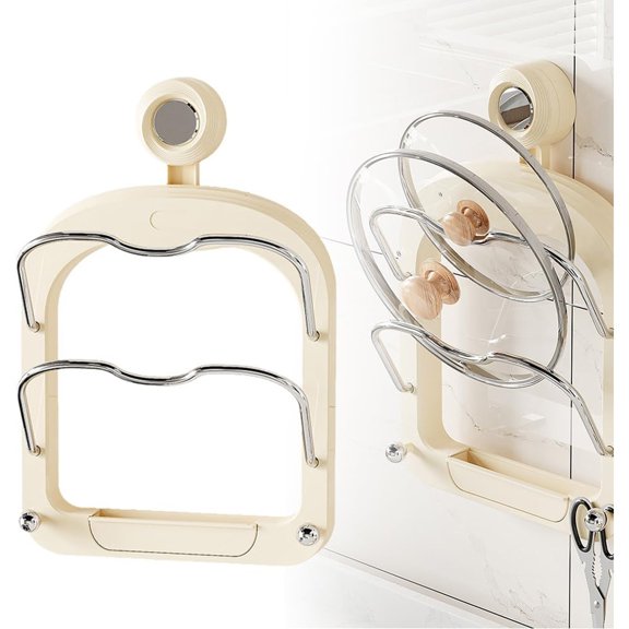 YANDE-1pc Storage Rack for Pot Lids, Kitchen Storage Rack, Wall Mounted Chopping Board Holder, Pot Lid Holder, Pan Lid with Suction Cup, Pan Lid Storage Holder, for Kitchen