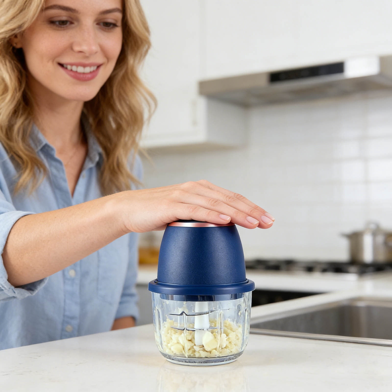 YANDE-2026 New Electric Garlic Chopper, Vegetable Food Chopper, Mini Food Processor, Portable Rechargeable Cordless Chopper for Onion, Chili, Ginger, Nuts, Meat & Fruits (Blue)